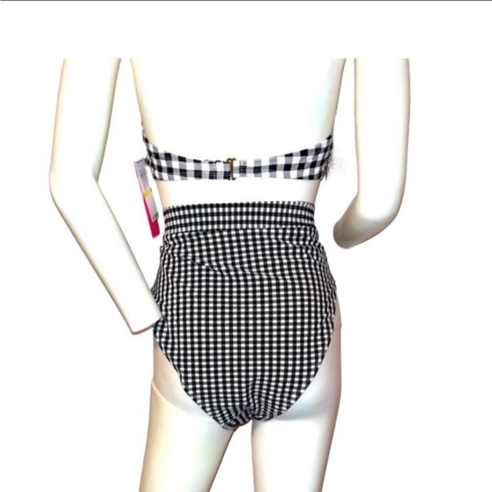Black and White Checkered Bikini Top - Picture 3 of 7
